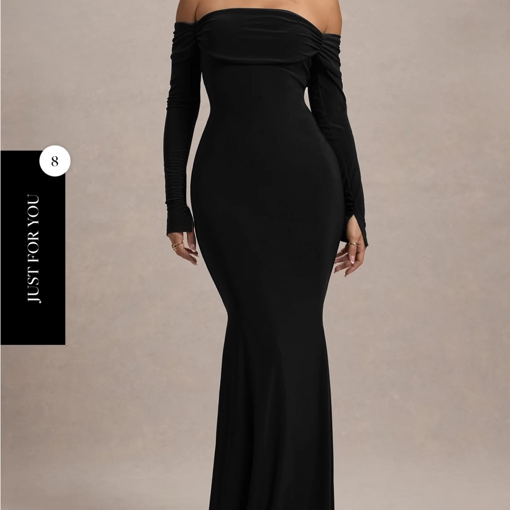 Off shoulder black formal dress
